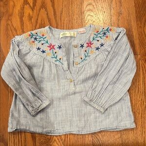 Zara embroidered floral striped blouse - 2/3